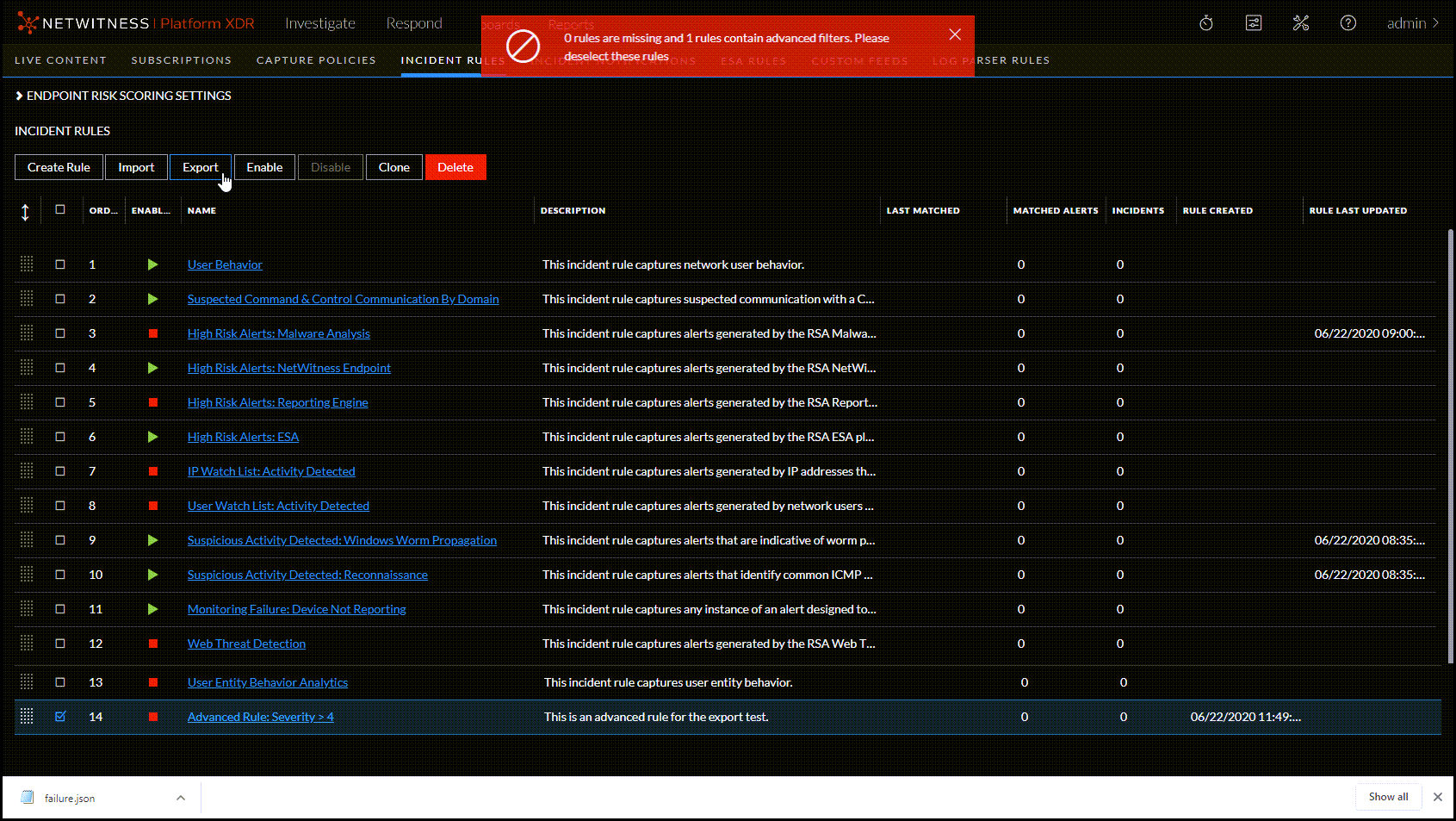 netwitness_12.1_advincexportfails_1122.png
